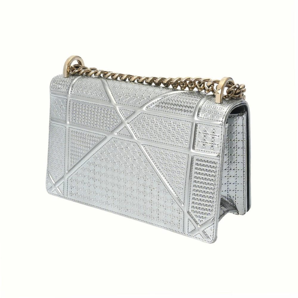 CHRISTIAN DIOR Diorama Chain Shoulder Bag Silver Leather - Picture 2 of 9